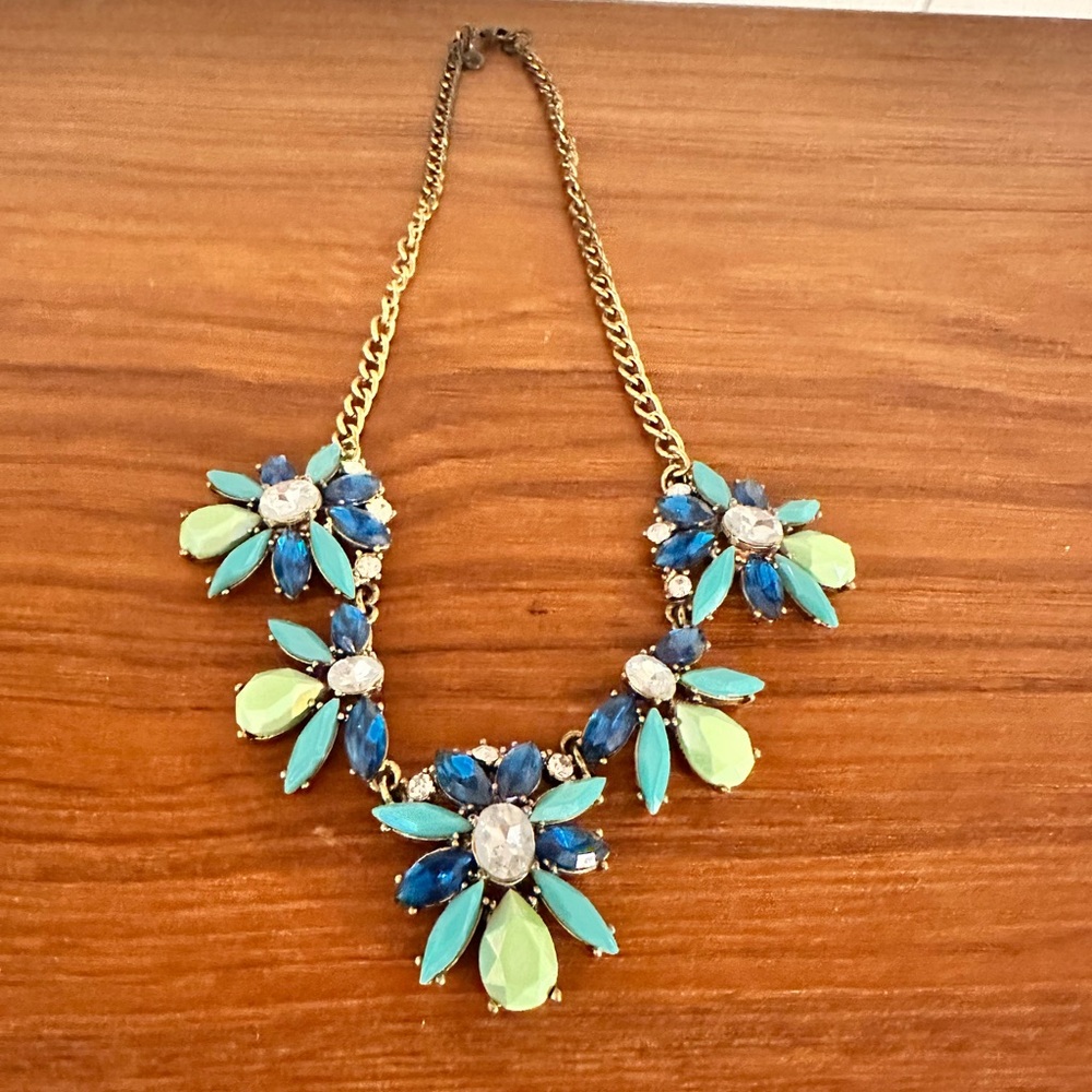 Blue and Green J Crew Statement Necklace